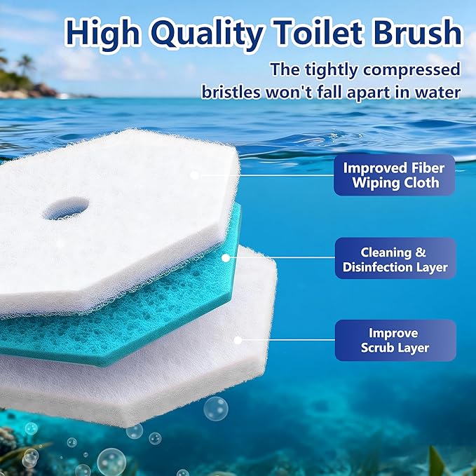 Disposable Toilet Wand with 42 Clorox Compatible Refills, Wall Mount T-oilet Bowl Holder Set, Toilet Scrubber Kit for Bathroom, Sink & Bathtub (Rainforest Scent)