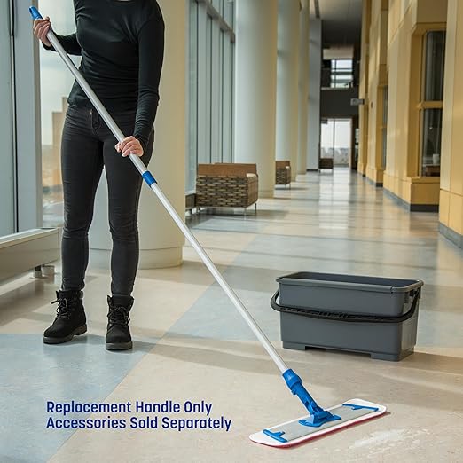 Carlisle FoodService Products Aluminum Mop Handle, Flat Handle for Cleaning, 43 To 70 Inches, Silver, (Pack of 12)