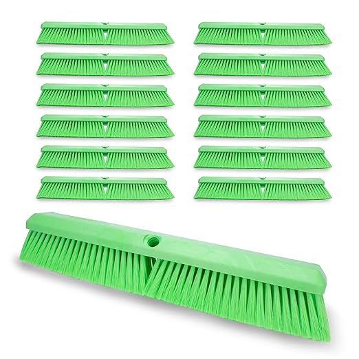SPARTA 41891EC75 Omni Sweep Plastic Push Broom Head, Heavy Duty, Industrial Broom With Color Code System For Outdoor, Indoor, Garage, Concrete, Patio, Kitchen, Bathroom, 24 Inches, Lime, (Pack of 12)