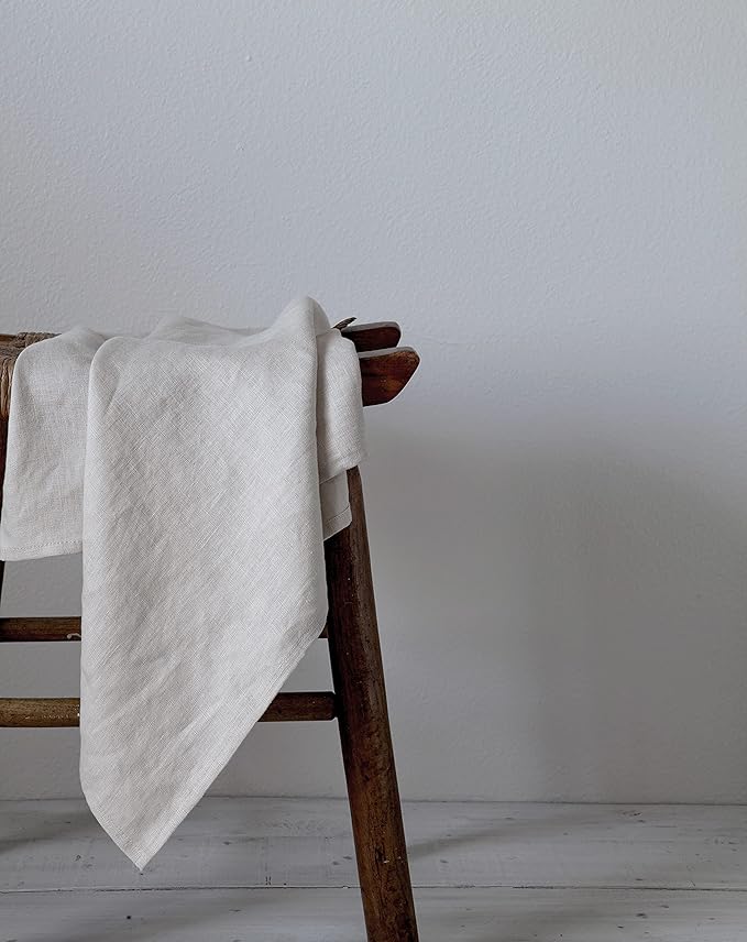 100% Pure Flax Linen Kitchen Towels-20x27 Inch-Stonewashed Flax Linen-Extra Soft Quick Dry for Tea Towels Dish Towels Hand Towels-Set of 2-Natural