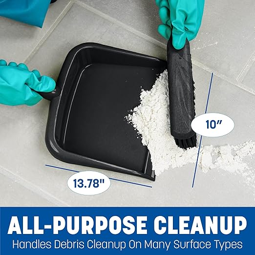 SPARTA Large Handheld Dustpan with Hanging Hole, Heavy-Duty Plastic Dustpan with Wide Lip for Countertops and Surfaces, Plastic, 10 Inches, Tan