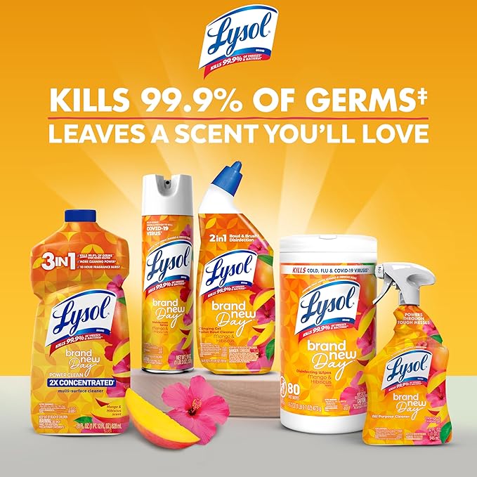Lysol All Purpose Cleaner Spray, Multi-Purpose Disinfecting Spray, Kitchen & Bathroom Cleaner, Mango & Hibiscus Scent, 32 Fl Oz (Pack of 2)