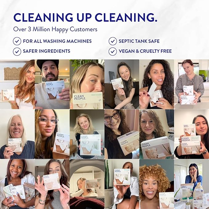 The Clean People Fabric Softener Sheets - Dryer Sheets - Softens & Removes Static Cling - Vegan Laundry Softener, Fragrance Free - Unscented, 120 Pack