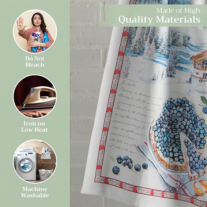 Maison d' Hermine Kitchen Towels Set of 3 100% Cotton 27.50" x 20" Reusable Cloth Tea Dish Towels Absorbent with Hanging Loop for Kitchen Farmhouse Hotel Spring Summer - Mulhouse