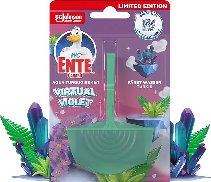 WC-Ente Aqua Turquoise Toilet Fragrance Flusher, Virtual Violet Fragrance (1 x 36 g)