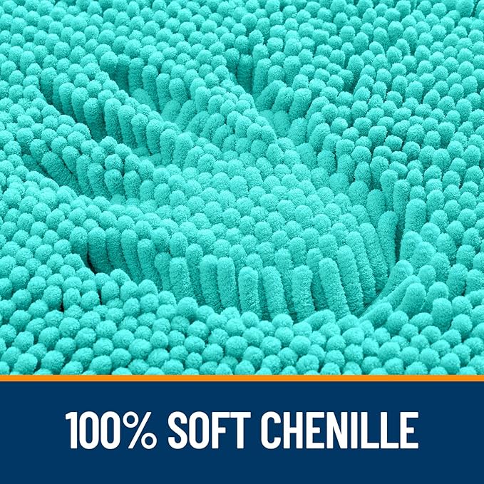 OLANLY Bathroom Runner Rugs 59x24, Extra Soft Absorbent Chenille Bath Rugs, Rubber Backing Quick Dry, Machine Washable Long Bath Mats for Bathroom Floor, Tub and Shower, Home Decor Accessories, Teal