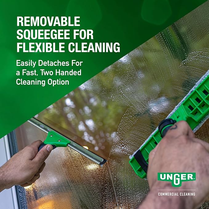 Unger Commerical VisaVersa Window Cleaning Washer and Squeegee Pro Tool 14”/35cm - 2-in-1 Design with Microfiber Pad for Window Cleaners - VV350