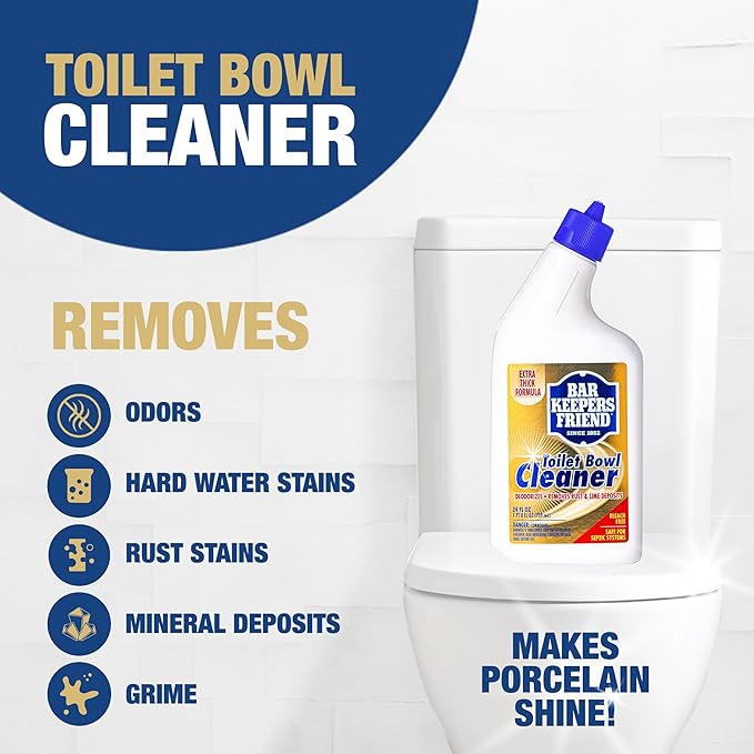 Bar Keepers Friend Toilet Bowl Cleaners (2 x 24 fl oz), Extra Thick & Fast-Acting Toilet & Bathroom Cleaner, Cleaning & Deodorizing, Removes Hard Water & Rust Stains, Grime & Odor, Bleach-Free