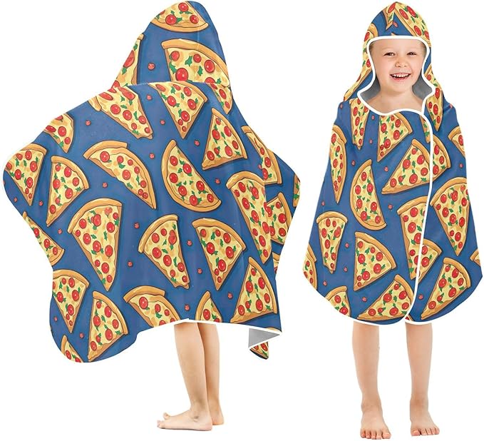 Kids Hooded Towels Funny Pizza Swimming Beach Towel 23.5" x 50" Bath Towel for Boys Girls 21216709