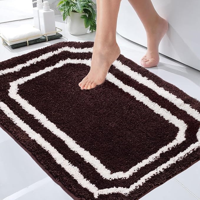 Bathroom Rugs Mat 26x18, Soft Absorbent Bath Mats, Machine Washable Microfiber Floor Mats for Bathroom Tubs, Sinks and Showers,Coffee