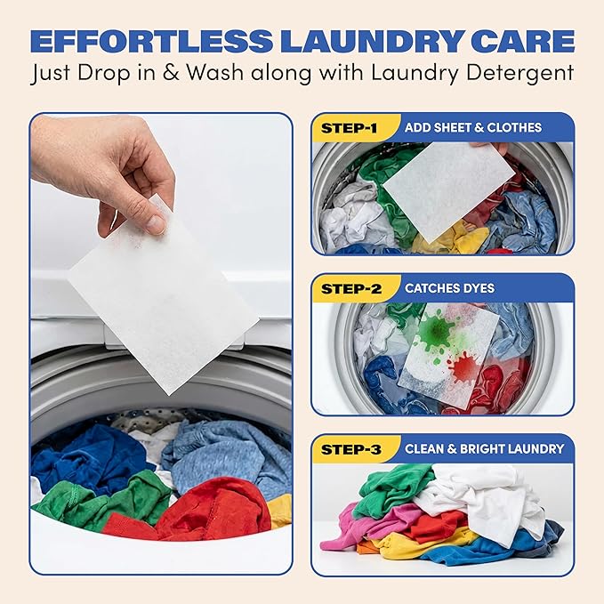 Zero Trace Color Catchers for Laundry - Protects Clothes with Color Dye Catcher,Run Remover, Color Grabbing and Color Bleed Remover for Clothes - 40 Sheets