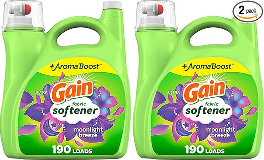 Gain Liquid Fabric Softener, Moonlight Breeze | 190 Loads | 140 fl oz | Pack of 2