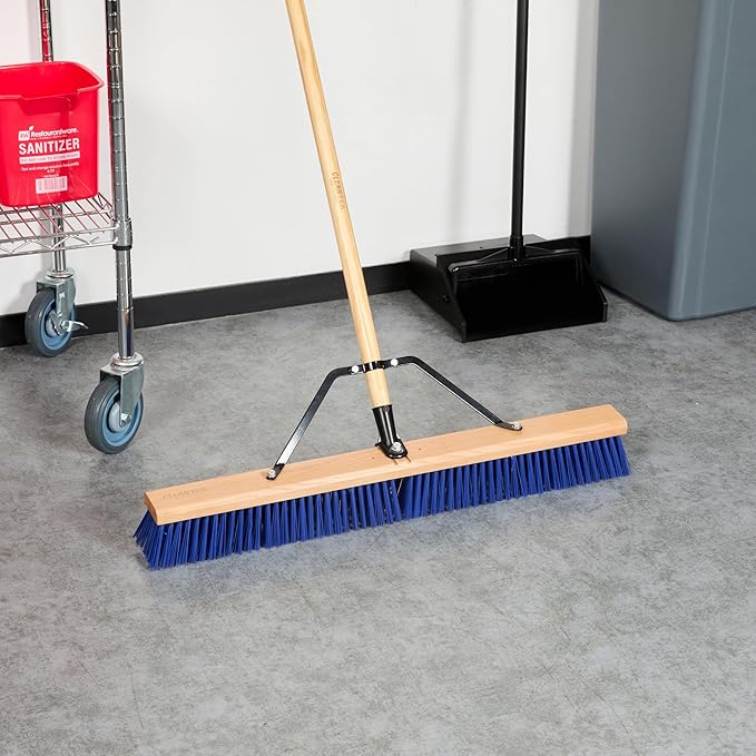 Restaurantware-BROOM HEAD ONLY: Clean Tek Professional 30-Inch Broom Head, 1 Heavy-Duty Push Cleaning Tool - Handle And Brace Sold Separately, Heavy Plastic Bristles, Wooden, Commercial Use