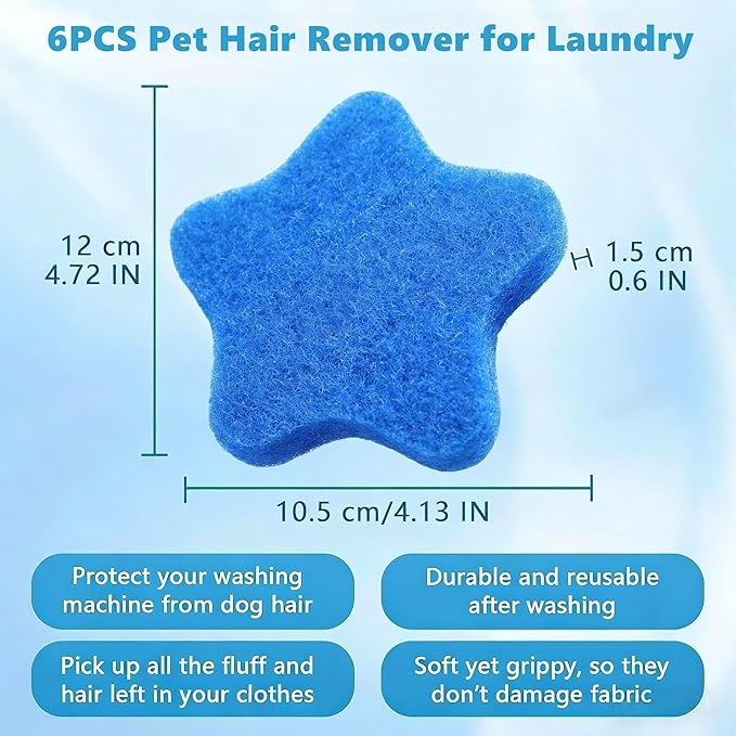 4 PCS Pet Hair Remover for Laundry – Effectively Removes Fur, Lint & Dander – Reusable, Eco-Friendly Laundry Pet Hair Catcher – Gentle on Clothes, Protects Machine, Easy to Use & Clean (Blue)
