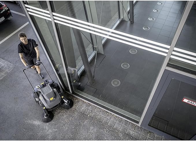 KÄRCHER Pro Walk Behind Outdoor Push Sweeper, KM 70/20 C 2SB, Two Bristle Brushes, Sweeps up to 20,000 ft²/h - 11 Gallon Capacity - for Commercial Use in Warehouses, Workshops, and More