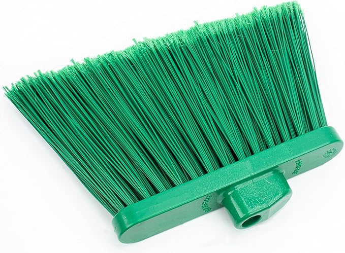 SPARTA 41082EC09 Plastic Color Coded Broom, Flagged Bristles, Long Broom With Angled Head For Large Debris, 56 Inches, Green, (Pack of 12)