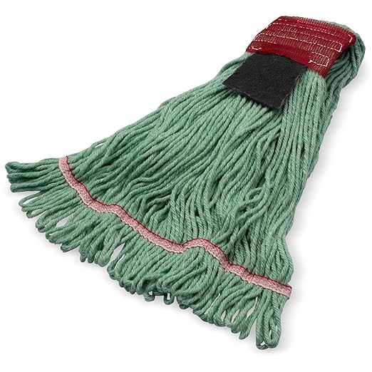 SPARTA Flo-Pac Acrylic Mop Head, Loop-Ended, Wide Band with 5" Red Band with Scrubber for Organized Cleaning, Large, Red