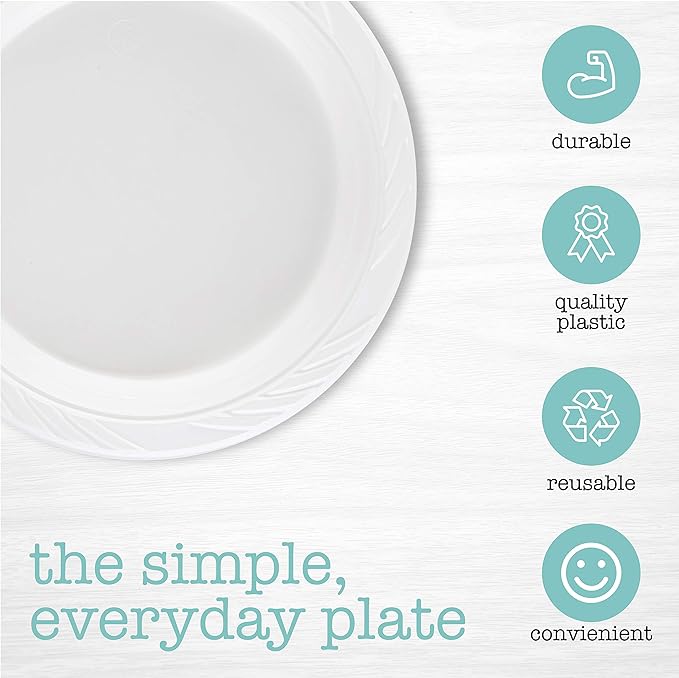 200 Count Disposable 7 Inch White Plastic Plates
