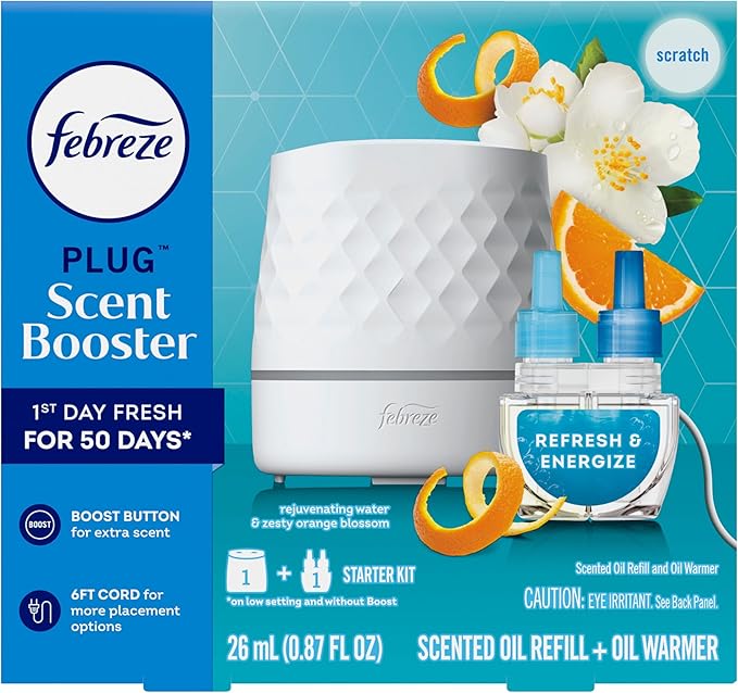Starter Kit, Oil Diffuser, Air Freshener Plug in, Continuous Scent Device + 1 Refresh & Energize Refill