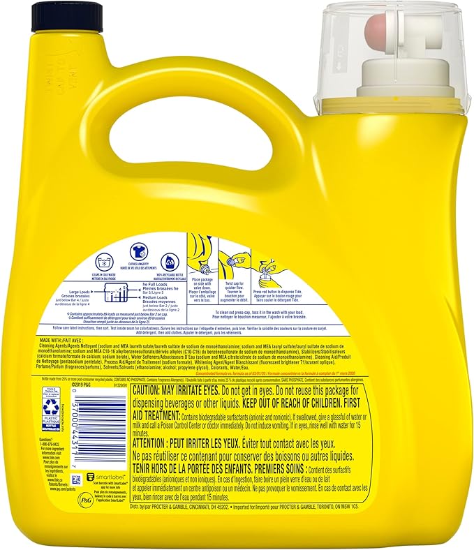 Tide Simply Clean & Fresh Liquid Laundry Detergent, Refreshing Breeze, 128 fl oz (3.78 L)
