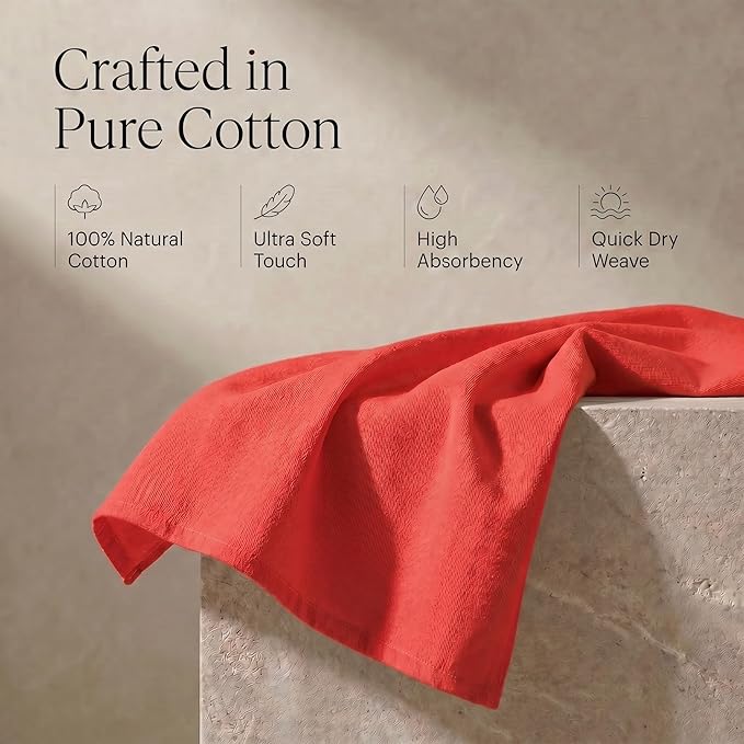 Urban Villa Kitchen Towel100% Cotton Red Color Dish Towels for Kitchen Size 20x30 inches (Set of 6) Highly Absorbent Multiuse Dish Cloths with Hanging Loop Quick Drying Soft Premium Hand &Tea Towels