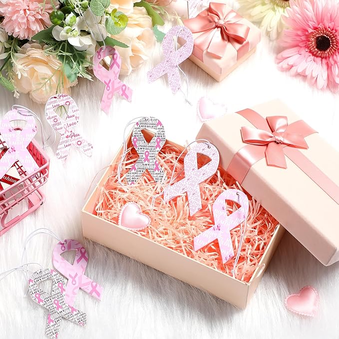 25 Pcs Breast Cancer Awareness Closet Freshener Pink Ribbon Scented Sachets Air Freshener Deodorizer Air Freshener Hanging for Car Drawers Closets Women Breast Cancer Supplies, 5 Styles