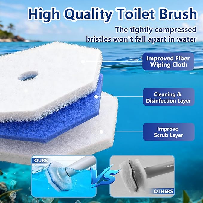 40 Toilet Wand Refills for Clorox Toilet Wand, Disposable Toilet Brush Head with Rich Foaming, Extra Thick Triple-layer Refills, Strong Cleaning & Scrubbing Power, Won't Fall Off or Fall Apart