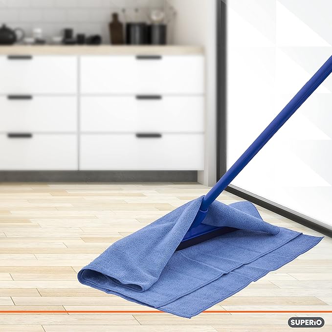 Superio Microfiber Squeegee Mopping Towel Extra Large Miracle Cloth 16"x 24" Streak Free Microfiber Floor Cloth-Rag for Cleaning House, Kitchen, Bathroom-Scratch Free-Multi Colored, 8 Pack