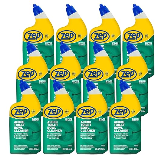 Zep Acidic Toilet Bowl Cleaner - 32 oz (Case of 12) - ZUATBC324 - Experience the Ultimate Cleaning Power with Our 2x Thicker Clinging Formula, Designed to Deliver a Professional-Quality Clean