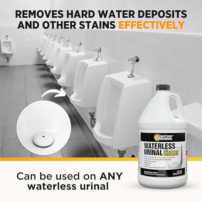 Instant Power Professional Waterless Urinal Cleaner - Urine Remover for Stains and Odors, Urine Deordorizer, Bathroom Cleaning Supplies - 1 Gallon