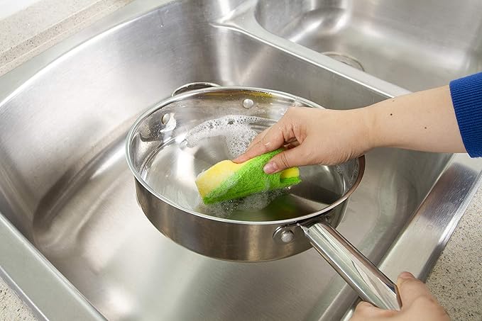Evriholder Quick Dry Kitchen Sponges, Dual-Sided, Leaf Design for Scrubbing Dishes and Pots, Hangs from Sink Faucet to Dry, Helpful Silverware Cleaning Slot, Long-Lasting, 8 Pack