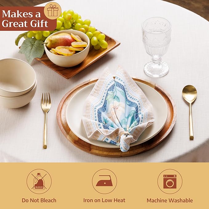 Maison d' Hermine 100% Cotton Cloth Napkins Set of 4 Everyday Reusable Square Napkins Cloth Washable Dinner Party Wedding Restaurant Hotel Kitchen Spring Summer (Winter Floral, 18" x 18")
