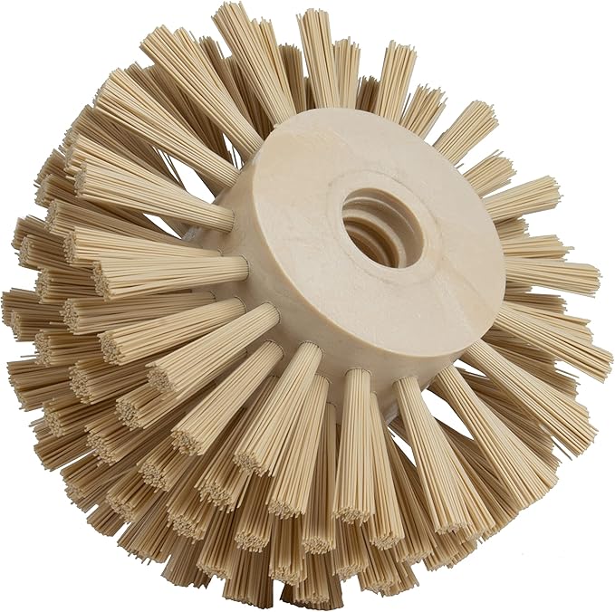 SPARTA Industrial Tank Brush Head Pipe Brush Head, Drain Brush with 3/4" Thread Hole (Handle Not Included) for Commercial Use, Plastic, 5 x 3.9 Inches, Tan (Pack of 2)