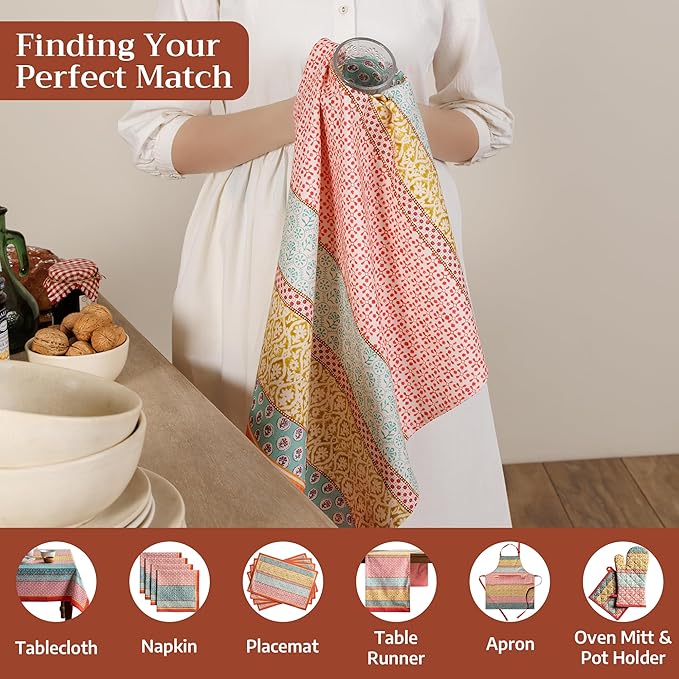 Maison d' Hermine Kitchen Towels Set of 3 100% Cotton 27.50" x 20" Reusable Cloth Tea Dish Towels Absorbent with Hanging Loop for Kitchen Farmhouse Hotel Spring Summer - Provence