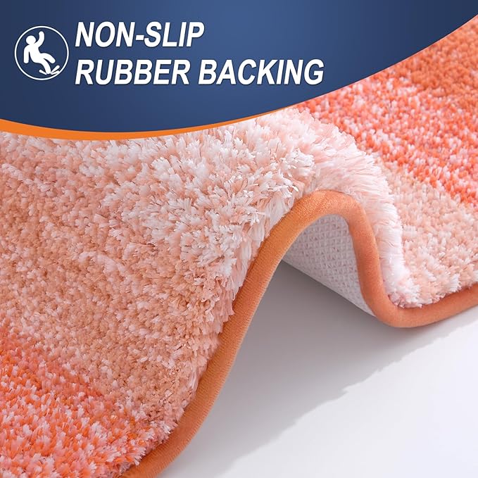 OLANLY Small Bathroom Rugs Mat 24x16, Extra Soft Absorbent Microfiber Bath Rugs, Rubber Backing, Quick Dry, Machine Washable Bath Mats for Bathroom Floor, Tub and Shower, Home Decor Accessories, Coral