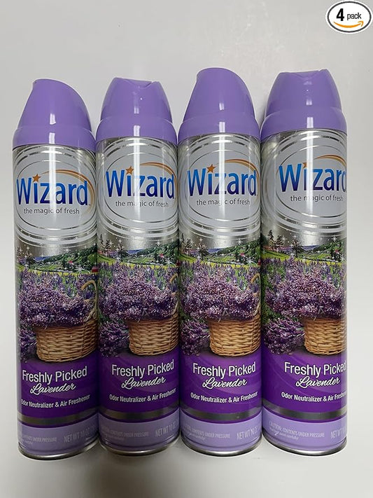 Wizard The Magic of Fresh | Odor Neutralizer & Air Freshener - 10 Oz. Freshly picked lavender (Pack of 4) (Packaging May Vary)