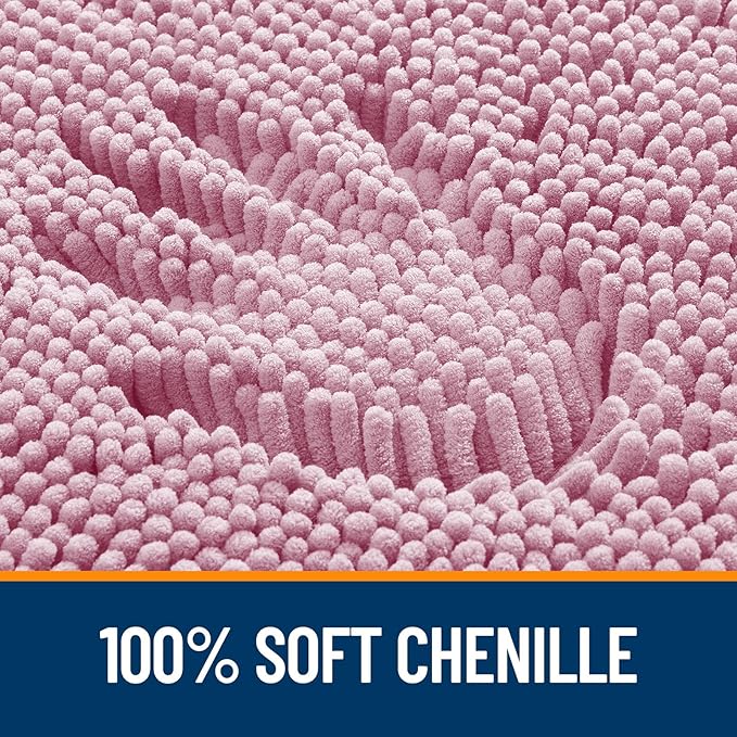 OLANLY Large Bathroom Rugs 50x30, Extra Soft Absorbent Chenille Bath Rugs, Rubber Backing Quick Dry, Machine Washable Bath Mats for Bathroom Floor, Tub and Shower, Home Decor Accessories, Dusty Rose