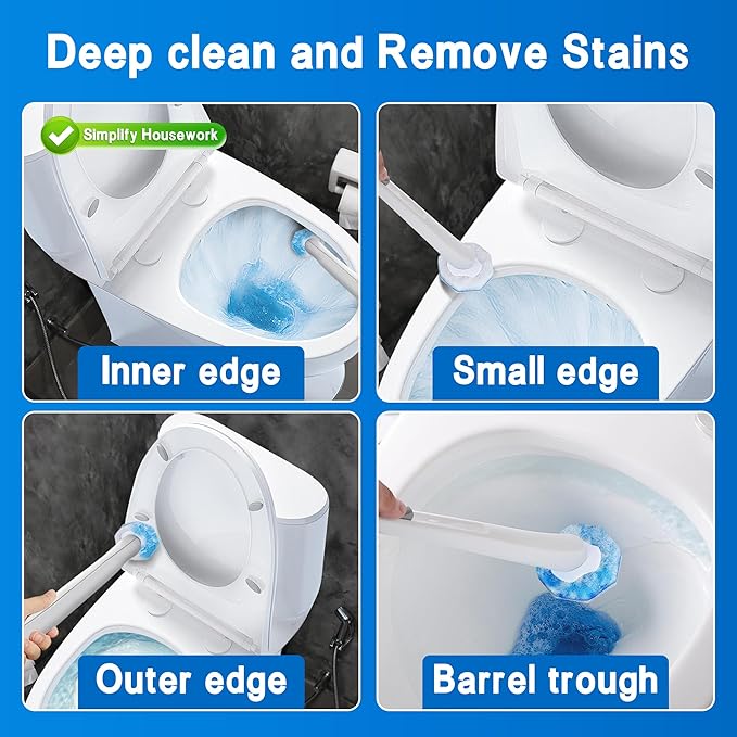 50Pcs Disposable Toilet Brush Refills, Compatible with Most Toilet Brushes for Easy Bathroom Cleaning - Disposable Bowl Cleansing Wand Heads