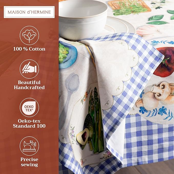 Maison d' Hermine 100% Cotton Cloth Napkins Set of 4 Everyday Reusable Square Napkins Cloth Washable Dinner Party Wedding Restaurant Hotel Kitchen Spring Summer (Gourmand, 20" x 20")