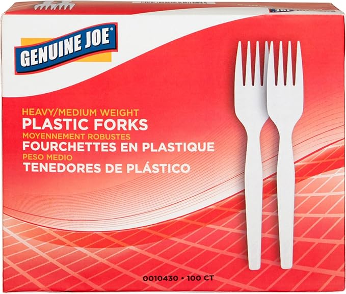 Genuine Joe Heavyweight White Plastic Forks (Pack of 100)