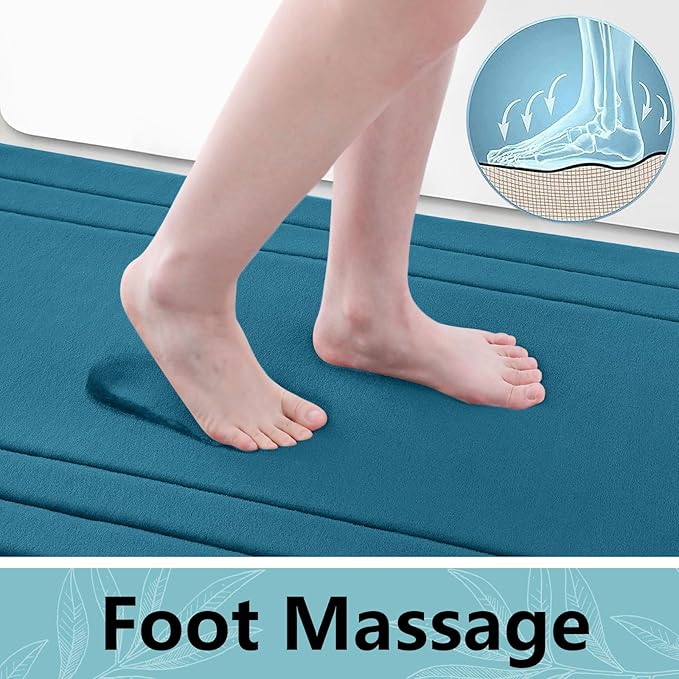 Arotive Memory Foam Bathroom Rug Mat 24x16, Ultra Soft and Absorbent Bath Mat, Machine Wash Dry, Comfortable Bath Rug Carpet for Bathroom Floor, Tub and Shower, Peacock Blue