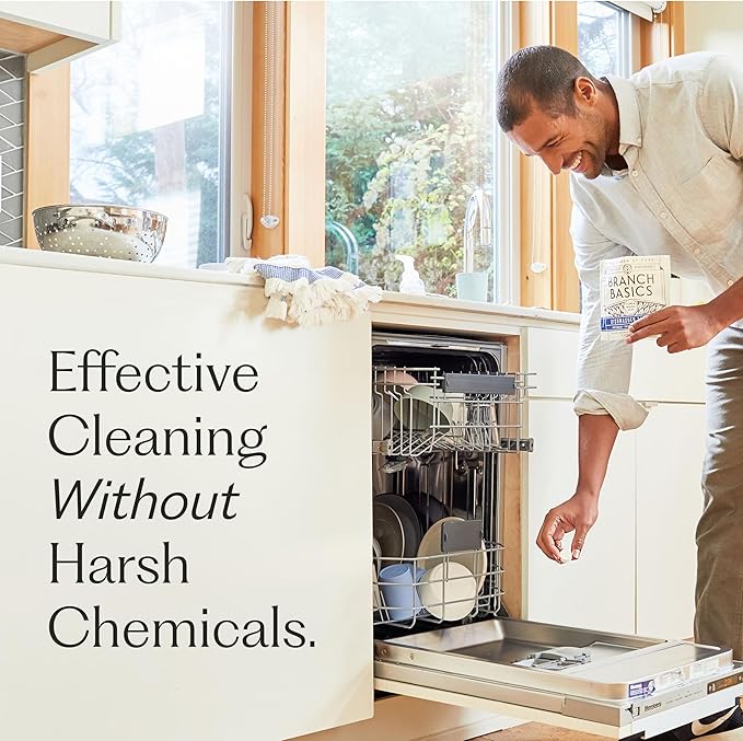 Branch Basics Dishwasher Tablets – 120 Ct | Plastic-Free, Fragrance-Free, Human-Safe | Delivers a Powerful Clean Without Harsh Chemicals (40 Count, Pack of 3)
