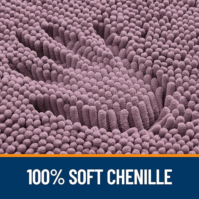 OLANLY Bathroom Rugs 35x24, Extra Soft Absorbent Chenille Bath Rugs, Rubber Backing Quick Dry, Machine Washable Bath Mats for Bathroom Floor, Tub and Shower, Home Decor Accessories, Deep Plum