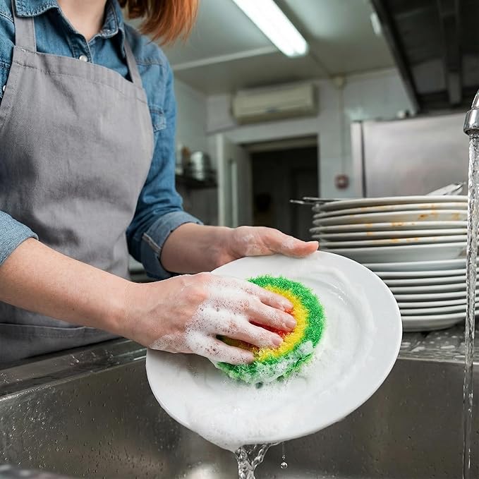 DECHOUS Dish Scrubber Sponge Set: Non Scratch Reusable Dish Sponges for Kitchen Cleaning - Cute Polyester Scouring Pads for Cookware Pots Pans Sink Household Use