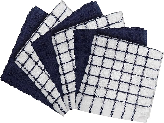 Bumble Dish Cloths (6 Pack) | 12” x 12” | 100% Cotton Kitchen Towels | 405 GSM | Soft, Highly Absorbent & Durable Dish Towels for Kitchen | Navy