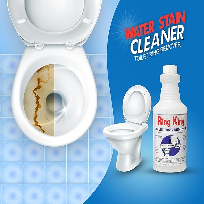Amazon Brand - Ring King Toilet Bowl Cleaners | Toilet Bowl Cleaner Liquid 32oz Fast Acting Bathroom Cleaner For Calcium, Water, Rust, Red Clay & Lime Stains – No Scrubbing