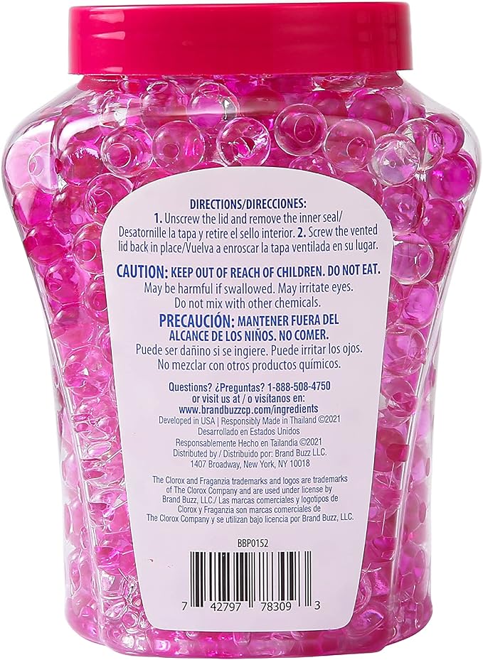 Clorox Fraganzia Crystal Beads Air Freshener, Long Lasting Room Deodorizer and Odor Eliminator Gel Beads to Freshen Home, Car, or Office, Spring Scent, 12 Fl Oz