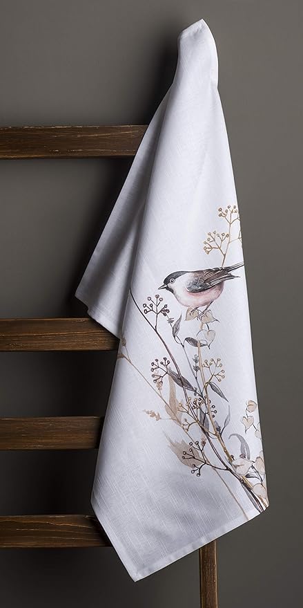 Maison d' Hermine Kitchen Towels Set of 3 100% Cotton 27.50" x 20" Reusable Cloth Dish Towels Absorbent with Hanging Loop for Kitchen Farmhouse Hotel Spring Summer - Meadow Florals - Brown