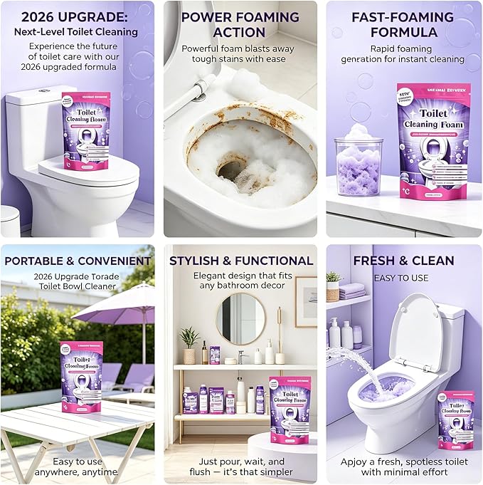 Fizz Clean Toilet Bowl Cleaner, 2026 Upgrade Toilet Bowl Cleaner, Power Foaming Toilets Clean, Fast-Foaming Formula for a Fresh, With Minimal Effort