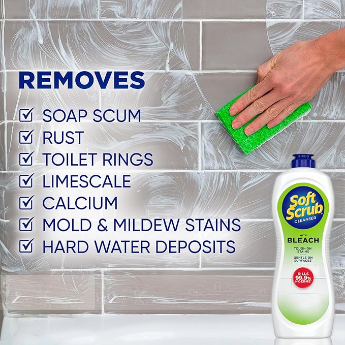 Soft Scrub Antibacterial Multi-Purpose Cleanser with Bleach Surface Cleaner, 36 Fluid Ounces